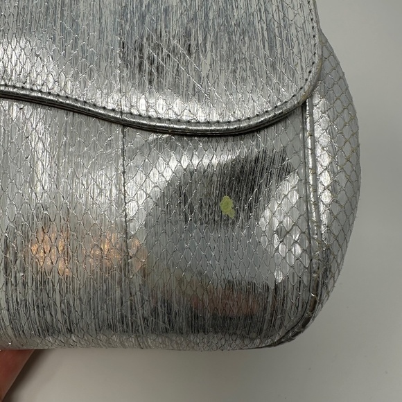 Ferragamo Snakeskin Metallic Silver Crystal Bag - Picture 10 of 12